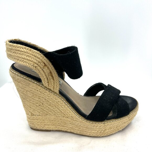 Steve Madden Eira Black Beige Espadrille Platform Sandals Women's 6.5 - Picture 4 of 10
